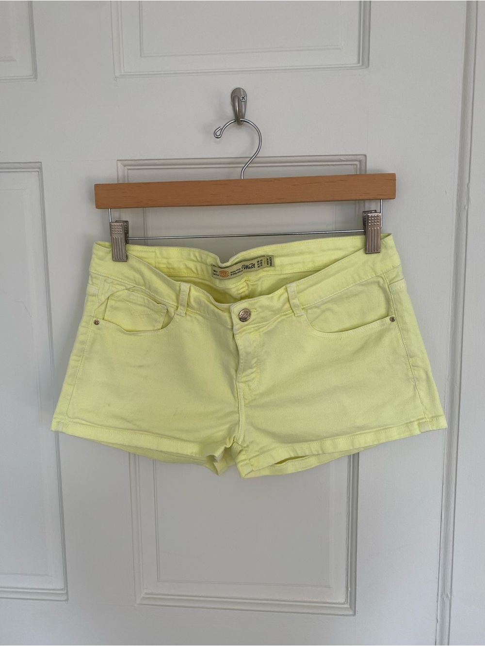 Zara Neon Yellow Denim Shorts